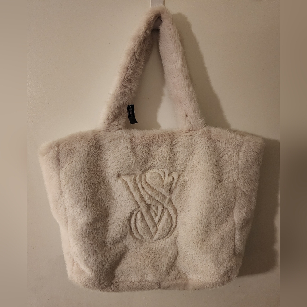 Victoria's Secret Faux Fur Logo Tote Bag - NWT